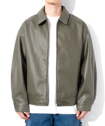 QT8 GARMENTS（キューティーエイトガーメント）の「TL Vegan Leather Single Jacket (Grey Khaki)（ライダースジャケット）」