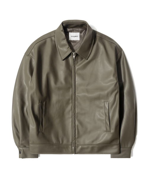 セール】TL Vegan Leather Single Jacket (Grey Khaki)（ライダース