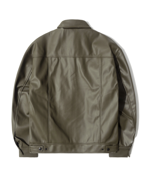 セール】TL Vegan Leather Single Jacket (Grey Khaki)（ライダース