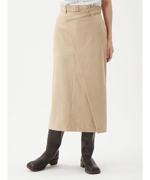 Mila Owen(ミラオーウェン)の「【セットアップ対応】スウェードアシメストレートスカート(スカート・レディース・ベージュ/ミント/キャメル・1/0)」の5枚目の写真