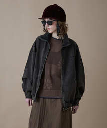 [TRAILWEAR] ウィメンズフェイデッドインディゴクロップカラー フルジップブラウン_FR1KJ02F