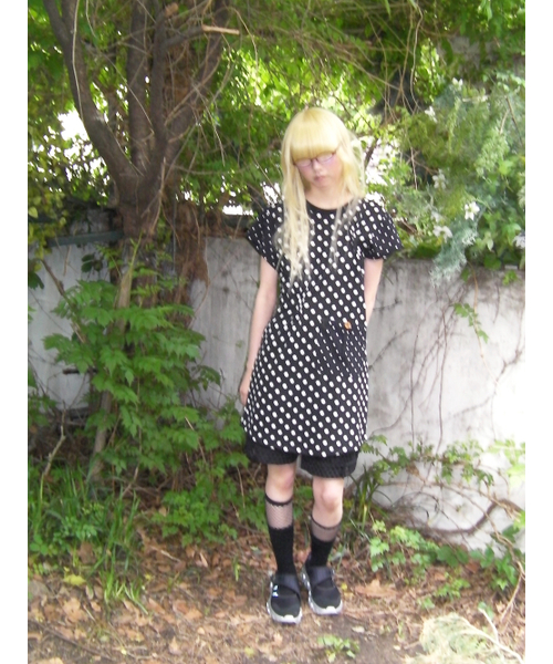 HETIT(ヘティ)の「ドットミックスロングTシャツ(ブラック)(Tシャツ/カットソー・レディース・その他・FREE)」の4枚目の写真