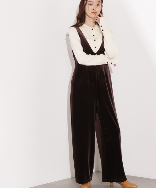N.（N. Natural Beauty Basic）（エヌエヌナチュラルビューティーベーシック）の「Vネックベロアサロペット（サロペット/オーバーオール・レディース・ブラック/ダークブラウン・P/S/MEDIUM）」の18枚目の写真