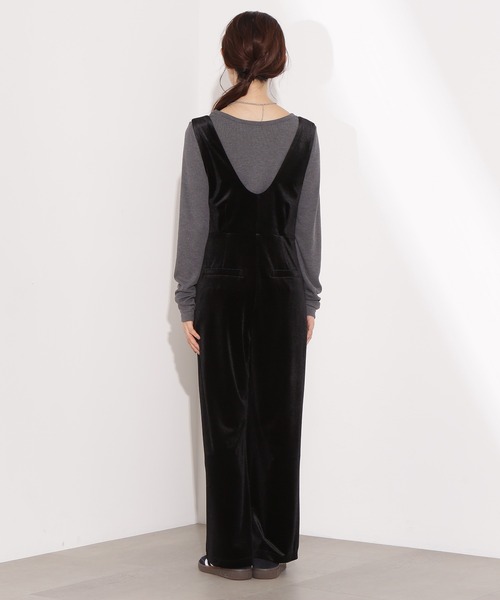 N.（N. Natural Beauty Basic）（エヌエヌナチュラルビューティーベーシック）の「Vネックベロアサロペット（サロペット/オーバーオール・レディース・ブラック/ダークブラウン・P/S/MEDIUM）」の9枚目の写真