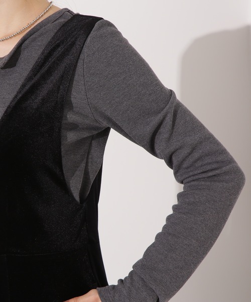 N.（N. Natural Beauty Basic）（エヌエヌナチュラルビューティーベーシック）の「Vネックベロアサロペット（サロペット/オーバーオール・レディース・ブラック/ダークブラウン・P/S/MEDIUM）」の11枚目の写真