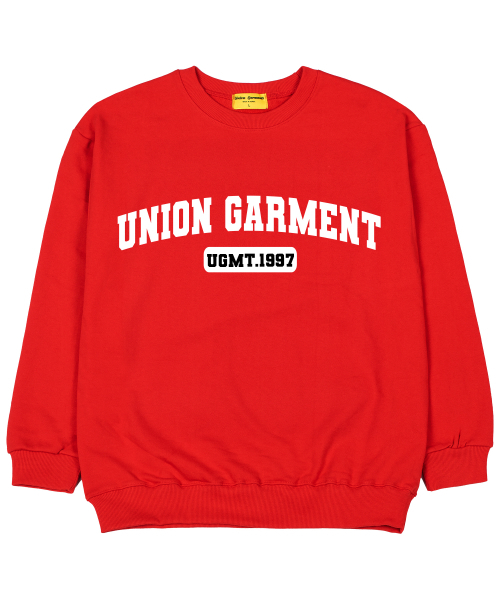 Union Garments(ユニオンガーメンツ)の「アーチユニオンガーメンツ 裏毛 オーバーサイズ スウェットシャツ レッド(スウェット・レディース・その他・MEDIUM/LARGE/X-LARGE/XX-LARGE)」の1枚目の写真