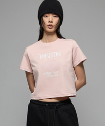 (W) Positive damage crop half-T pink