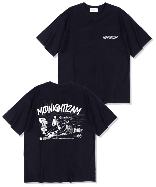 MIDNIGHT12AM(ミッドナイト12エーエム)の「ウェーブサーファー オーバーサイズ 半袖Tシャツ ブラック(Tシャツ/カットソー・メンズ・その他・LARGE/X-LARGE/XX-LARGE)」の1枚目の写真