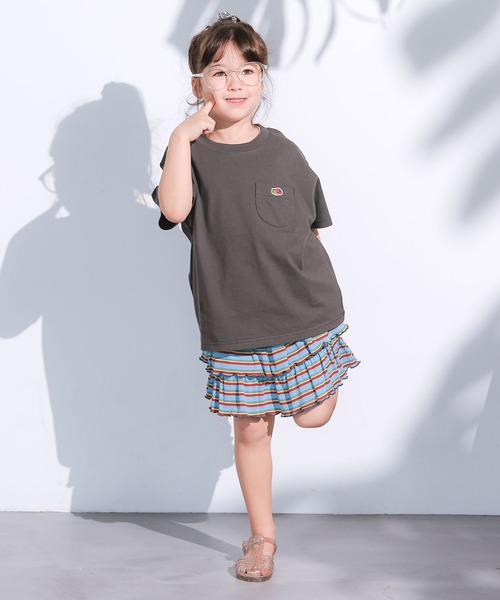 FRUIT OF THE LOOM（フルーツオブザルーム）の「【FRUIT OF THE LOOM】別注半袖ポケT（Tシャツ/カットソー・キッズ・ブルー/ホワイト系その他/グレー系その他/チャコール/マスタード/パープル系その他/ライトピンク/オフホワイト・100/110/160/90/80/150/140/130/120/95）」の14枚目の写真