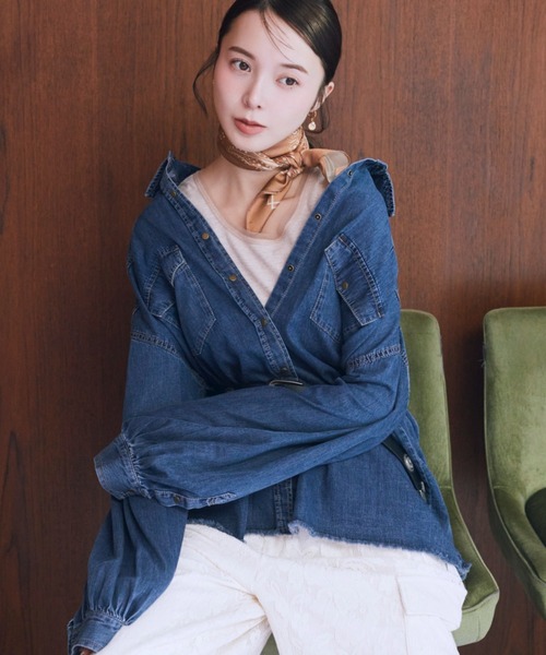 earth music&ecology（アースミュージックアンドエコロジー）の「【2026SS】ウエスタンデニムシャツ（シャツ/ブラウス・レディース・ライトインディゴブルー/ブルー系その他・FREE）」の2枚目の写真