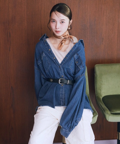 earth music&ecology（アースミュージックアンドエコロジー）の「【2026SS】ウエスタンデニムシャツ（シャツ/ブラウス・レディース・ライトインディゴブルー/ブルー系その他・FREE）」の3枚目の写真