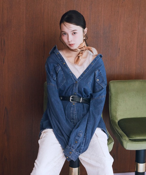 earth music&ecology（アースミュージックアンドエコロジー）の「【2026SS】ウエスタンデニムシャツ（シャツ/ブラウス・レディース・ライトインディゴブルー/ブルー系その他・FREE）」の4枚目の写真