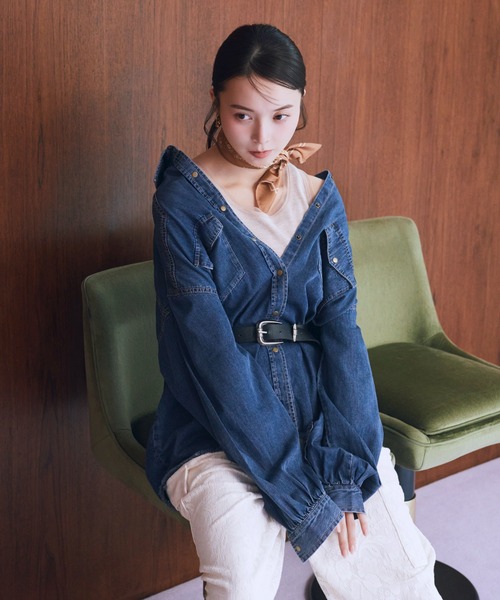 earth music&ecology（アースミュージックアンドエコロジー）の「【2026SS】ウエスタンデニムシャツ（シャツ/ブラウス・レディース・ライトインディゴブルー/ブルー系その他・FREE）」の5枚目の写真