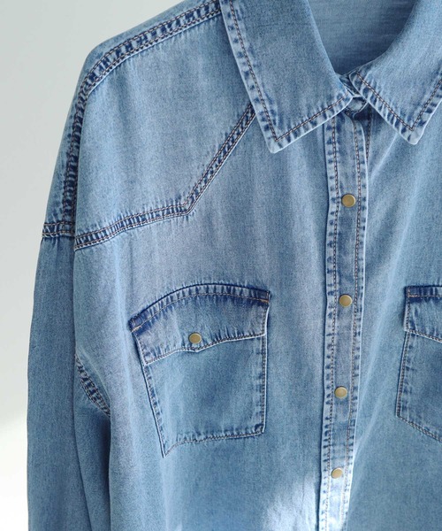 earth music&ecology（アースミュージックアンドエコロジー）の「【2026SS】ウエスタンデニムシャツ（シャツ/ブラウス・レディース・ライトインディゴブルー/ブルー系その他・FREE）」の13枚目の写真