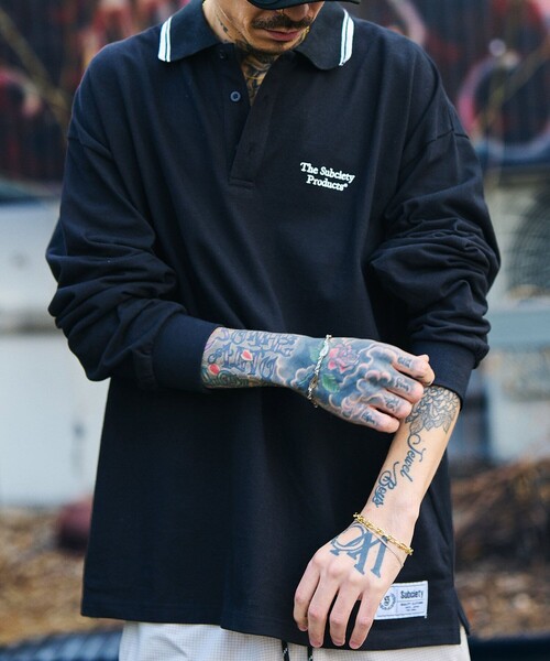 Subciety(サブサエティ)の「Seed stitch polo shirt(ポロシャツ・メンズ・ネイビー/ブラック/チャコールグレー・SMALL/MEDIUM/LARGE/X-LARGE)」の22枚目の写真