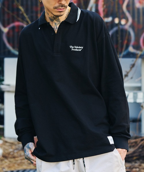 Subciety(サブサエティ)の「Seed stitch polo shirt(ポロシャツ・メンズ・ネイビー/ブラック/チャコールグレー・SMALL/MEDIUM/LARGE/X-LARGE)」の1枚目の写真