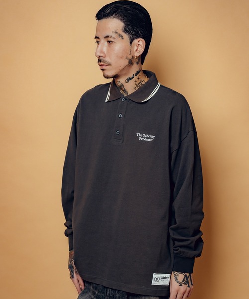 Subciety(サブサエティ)の「Seed stitch polo shirt(ポロシャツ・メンズ・ネイビー/ブラック/チャコールグレー・SMALL/MEDIUM/LARGE/X-LARGE)」の8枚目の写真