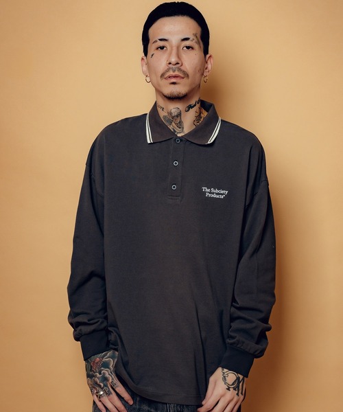 Subciety(サブサエティ)の「Seed stitch polo shirt(ポロシャツ・メンズ・ネイビー/ブラック/チャコールグレー・SMALL/MEDIUM/LARGE/X-LARGE)」の9枚目の写真