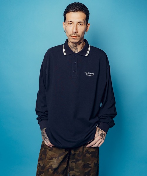 Subciety(サブサエティ)の「Seed stitch polo shirt(ポロシャツ・メンズ・ネイビー/ブラック/チャコールグレー・SMALL/MEDIUM/LARGE/X-LARGE)」の10枚目の写真