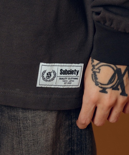 Subciety(サブサエティ)の「Seed stitch polo shirt(ポロシャツ・メンズ・ネイビー/ブラック/チャコールグレー・SMALL/MEDIUM/LARGE/X-LARGE)」の11枚目の写真