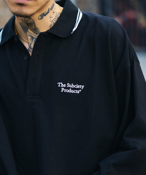 Subciety(サブサエティ)の「Seed stitch polo shirt(ポロシャツ・メンズ・ネイビー/ブラック/チャコールグレー・SMALL/MEDIUM/LARGE/X-LARGE)」の13枚目の写真