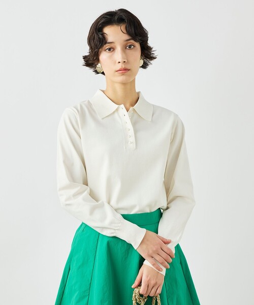 NOLLEY’S（ノーリーズ）の「《手洗い可能》コットンテックスポロニット（ニット/セーター・レディース・アイボリー/キャメル/ネイビー・38）」の12枚目の写真