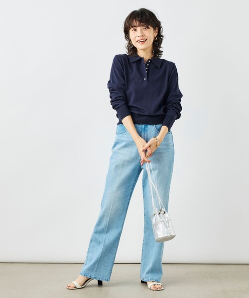 NOLLEY’S（ノーリーズ）の「《手洗い可能》コットンテックスポロニット（ニット/セーター・レディース・アイボリー/キャメル/ネイビー・38）」の17枚目の写真