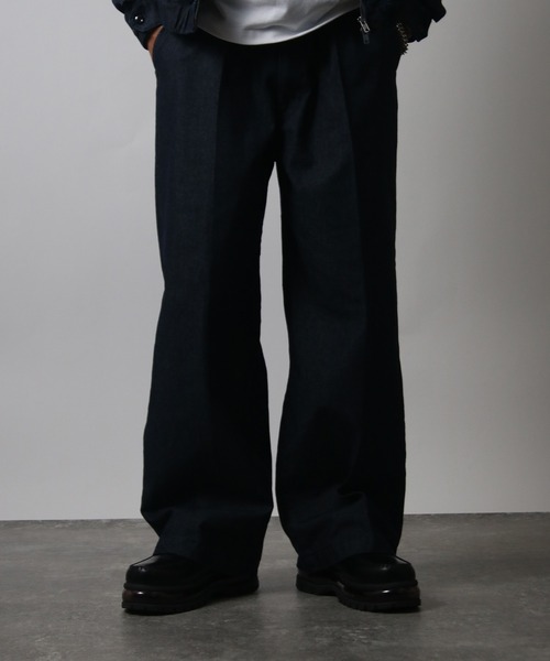 NYLAUS(ナイラス)の「【Nylaus】ワンタック センタープレス ワイドパンツ スラックス デニムパンツ セットアップ対応(その他パンツ・メンズ・ブラウン/インディゴブルー/ブラック系その他/ブラック・L/M)」の5枚目の写真
