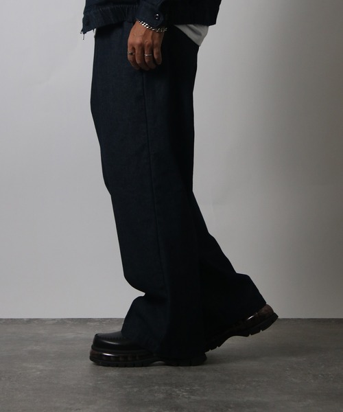 NYLAUS(ナイラス)の「【Nylaus】ワンタック センタープレス ワイドパンツ スラックス デニムパンツ セットアップ対応(その他パンツ・メンズ・ブラウン/インディゴブルー/ブラック系その他/ブラック・L/M)」の7枚目の写真