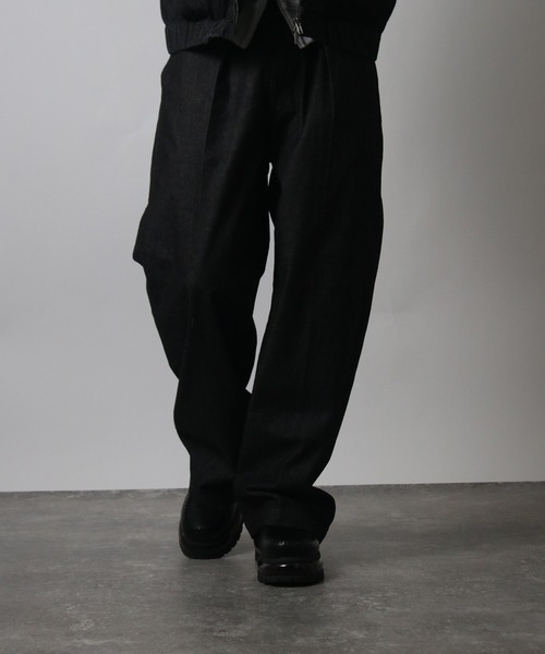 NYLAUS(ナイラス)の「【Nylaus】ワンタック センタープレス ワイドパンツ スラックス デニムパンツ セットアップ対応(その他パンツ・メンズ・ブラウン/インディゴブルー/ブラック系その他/ブラック・L/M)」の15枚目の写真