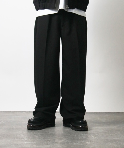 NYLAUS(ナイラス)の「【Nylaus】ワンタック センタープレス ワイドパンツ スラックス デニムパンツ セットアップ対応(その他パンツ・メンズ・ブラウン/インディゴブルー/ブラック系その他/ブラック・L/M)」の5枚目の写真