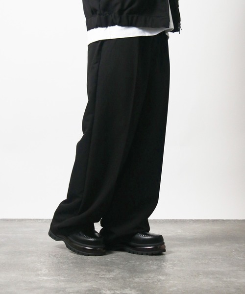 NYLAUS(ナイラス)の「【Nylaus】ワンタック センタープレス ワイドパンツ スラックス デニムパンツ セットアップ対応(その他パンツ・メンズ・ブラウン/インディゴブルー/ブラック系その他/ブラック・L/M)」の6枚目の写真