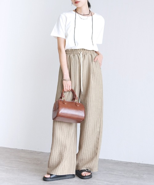 Yeoun（ヨウン）の「ストライプイージーパンツ（その他パンツ・レディース・ベージュ系/グレー系・L/M）」の4枚目の写真