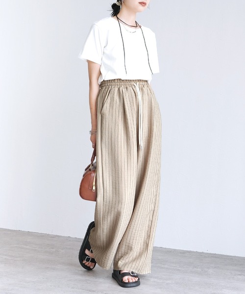Yeoun（ヨウン）の「ストライプイージーパンツ（その他パンツ・レディース・ベージュ系/グレー系・L/M）」の7枚目の写真