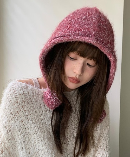 Vipoa（ヴィポア）の「Pompom mix kint cap（ネックウォーマー/スヌード・レディース・ピンク/ブラウン/チャコールグレー/オートミール/パープル系その他・FREE）」の5枚目の写真