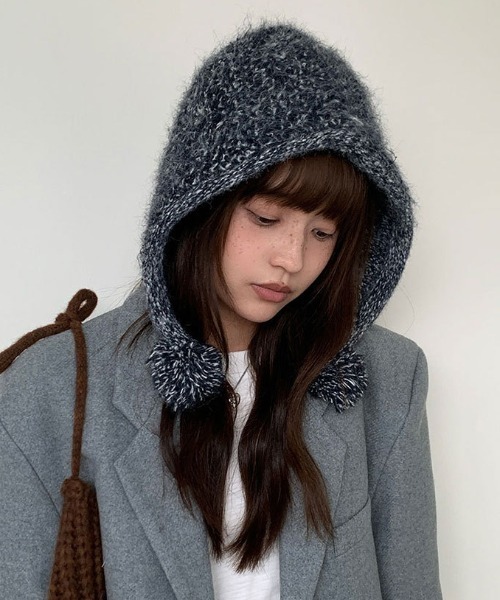 Vipoa（ヴィポア）の「Pompom mix kint cap（ネックウォーマー/スヌード・レディース・ピンク/ブラウン/チャコールグレー/オートミール/パープル系その他・FREE）」の2枚目の写真