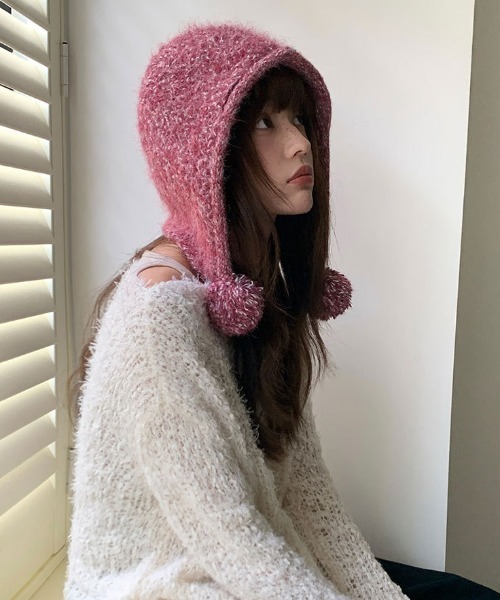 Vipoa（ヴィポア）の「Pompom mix kint cap（ネックウォーマー/スヌード・レディース・ピンク/ブラウン/チャコールグレー/オートミール/パープル系その他・FREE）」の12枚目の写真