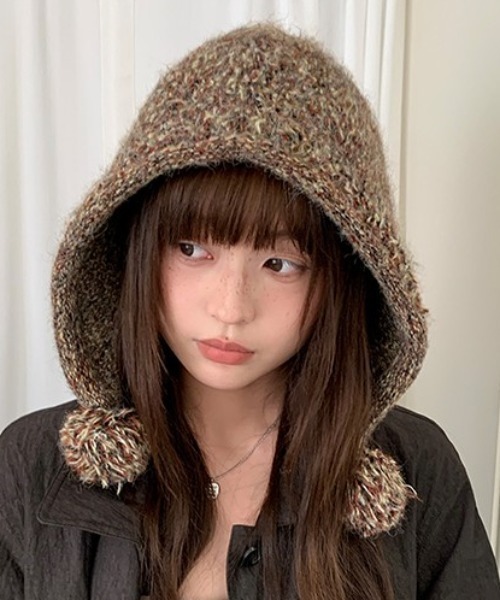 Vipoa（ヴィポア）の「Pompom mix kint cap（ネックウォーマー/スヌード・レディース・ピンク/ブラウン/チャコールグレー/オートミール/パープル系その他・FREE）」の16枚目の写真