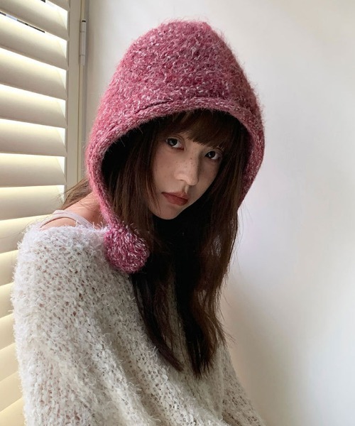 Vipoa（ヴィポア）の「Pompom mix kint cap（ネックウォーマー/スヌード・レディース・ピンク/ブラウン/チャコールグレー/オートミール/パープル系その他・FREE）」の11枚目の写真