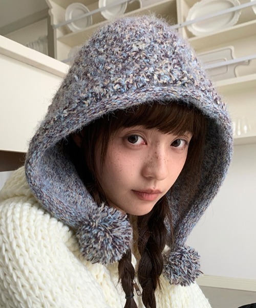 Vipoa(ヴィポア)の「Pompom mix kint cap(ネックウォーマー/スヌード・レディース・ピンク/ブラウン/チャコールグレー/オートミール/パープル系その他・FREE)」の21枚目の写真