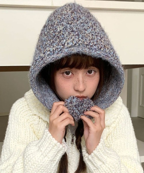 Vipoa(ヴィポア)の「Pompom mix kint cap(ネックウォーマー/スヌード・レディース・ピンク/ブラウン/チャコールグレー/オートミール/パープル系その他・FREE)」の22枚目の写真