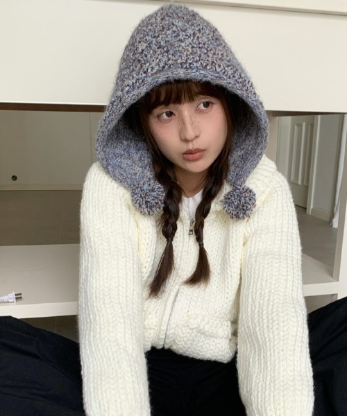 Vipoa(ヴィポア)の「Pompom mix kint cap(ネックウォーマー/スヌード・レディース・ピンク/ブラウン/チャコールグレー/オートミール/パープル系その他・FREE)」の20枚目の写真