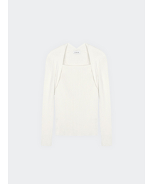 MODAL BLEND SQUARE NECK KNIT TOP IVORY