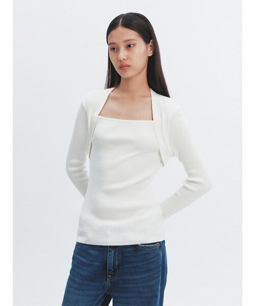 HAVELESS(ハブレス)の「MODAL BLEND SQUARE NECK KNIT TOP IVORY(ニット/セーター・レディース・その他・FREE)」の4枚目の写真