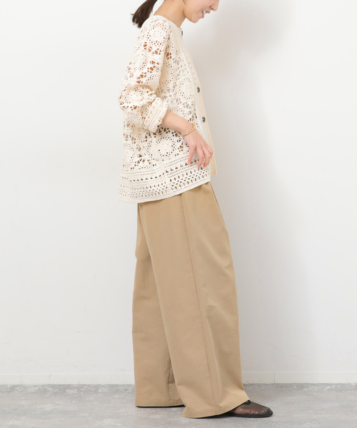 JOURNAL STANDARD relume（ジャーナルスタンダード　レリューム）の「クロシェレースクルーネックカーディガン（カーディガン/ボレロ・レディース・ネイビー/ベージュ・FREE）」の5枚目の写真