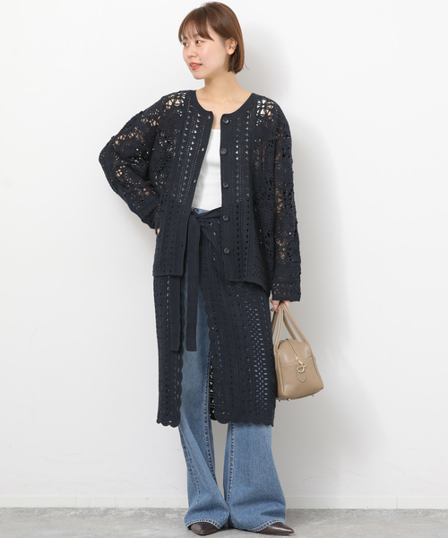 JOURNAL STANDARD relume（ジャーナルスタンダード　レリューム）の「クロシェレースクルーネックカーディガン（カーディガン/ボレロ・レディース・ネイビー/ベージュ・FREE）」の11枚目の写真