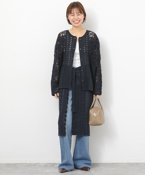 JOURNAL STANDARD relume（ジャーナルスタンダード　レリューム）の「クロシェレースクルーネックカーディガン（カーディガン/ボレロ・レディース・ネイビー/ベージュ・FREE）」の12枚目の写真