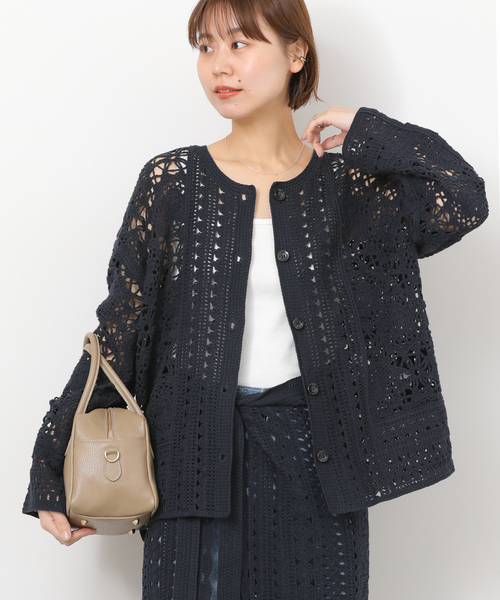 JOURNAL STANDARD relume（ジャーナルスタンダード　レリューム）の「クロシェレースクルーネックカーディガン（カーディガン/ボレロ・レディース・ネイビー/ベージュ・FREE）」の16枚目の写真