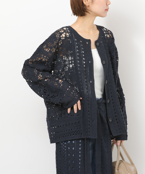 JOURNAL STANDARD relume（ジャーナルスタンダード　レリューム）の「クロシェレースクルーネックカーディガン（カーディガン/ボレロ・レディース・ネイビー/ベージュ・FREE）」の18枚目の写真