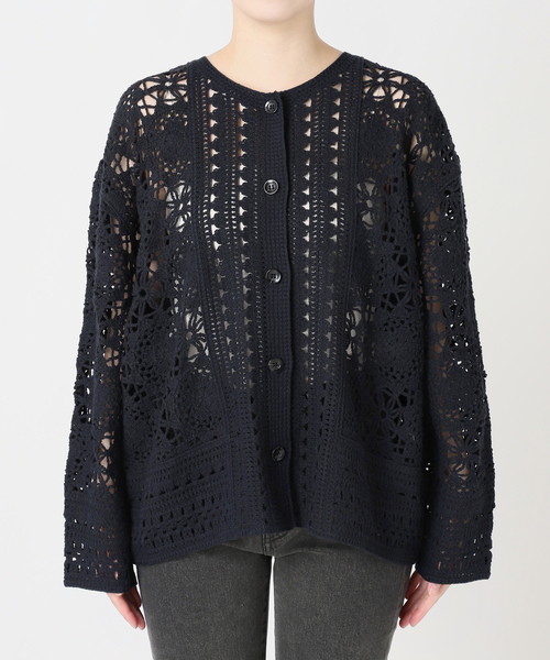 JOURNAL STANDARD relume（ジャーナルスタンダード　レリューム）の「クロシェレースクルーネックカーディガン（カーディガン/ボレロ・レディース・ネイビー/ベージュ・FREE）」の20枚目の写真